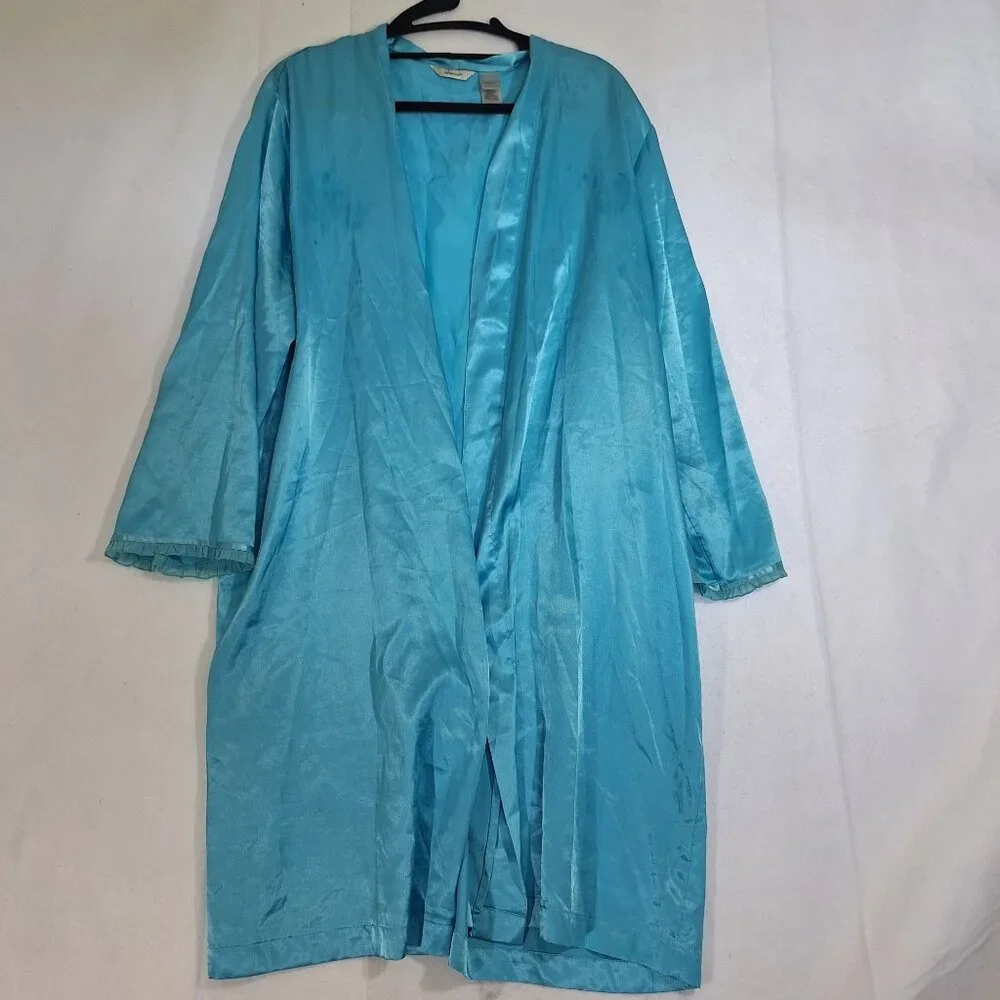 Vintage Adonna Teal Satin Robe